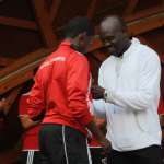 Timothy Weah with George Weah at the AC Milan Academy Junior Camp in Cortina d'Ampezzo (Italy)