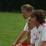 Pobega Tommaso with the young footballers of the AC Milan Academy Junior Camp